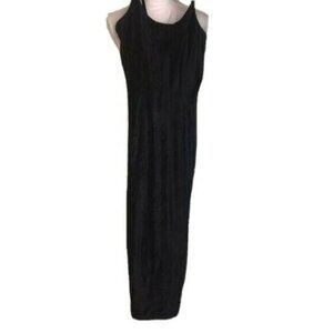 Rampage Black Slip Dress Womens Vintage 90s Ribbed Crushed Velvet Sleeveless